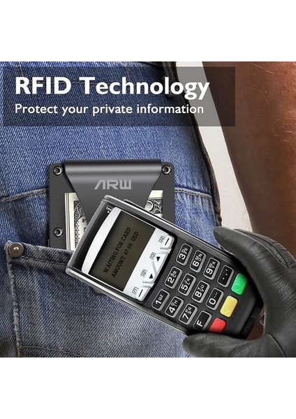 Erkek Minimalist Cüzdan Metal Para Klipsli Cüzdan Rfid (Yurt Dışından)