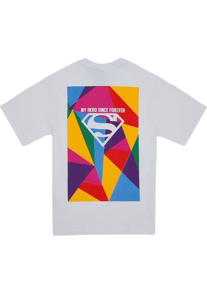Kadın Vegan Beyaz T-Shirt - Warner Bros My Hero Since Forever Superman Tasarım fiyatları