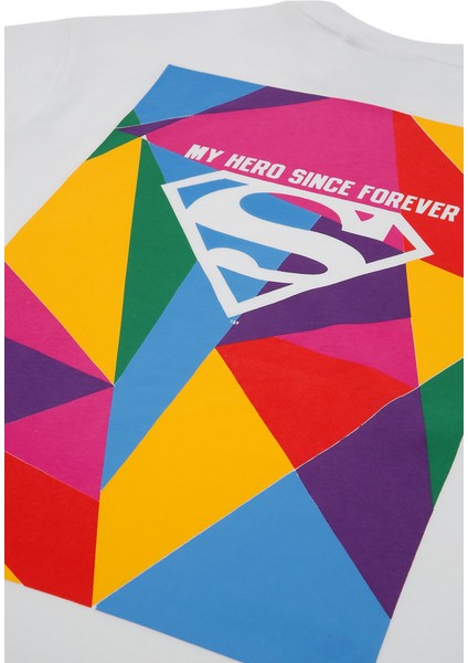 Kadın Vegan Beyaz T-Shirt - Warner Bros My Hero Since Forever Superman Tasarım modelleri