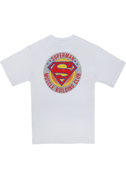 Kadın Vegan Beyaz T-Shirt - Warner Bros Superman Muscle Building Club Tasarım fiyatları