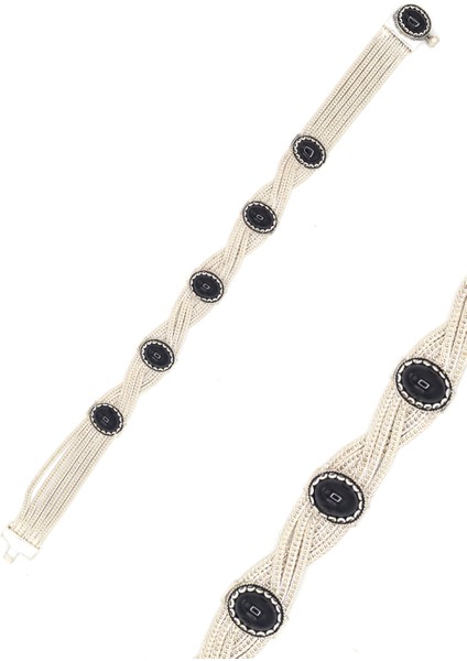 Mardin Hasırı Oniks Taşlı 925 Ayar Gümüş Bileklik 201022605