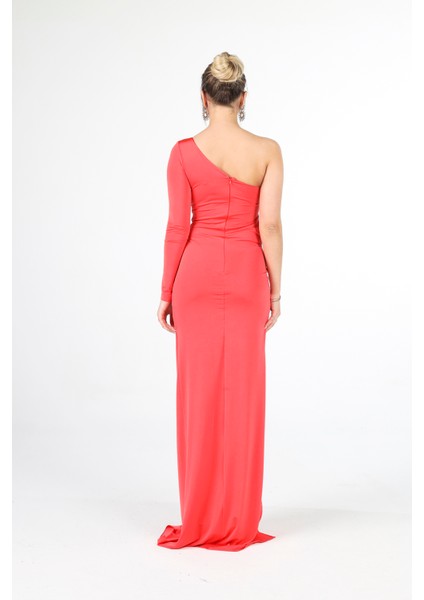 Oranj Tek Kol Yırtmaçlı Bel Dekolteli Balık Abiye Elbise 1302045.24 indirimleri