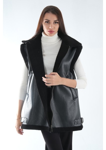 Siyah Biker Deri Yelek 31070181.01 fiyatları