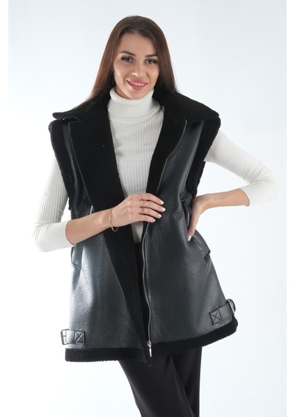 Siyah Biker Deri Yelek 31070181.01 modelleri