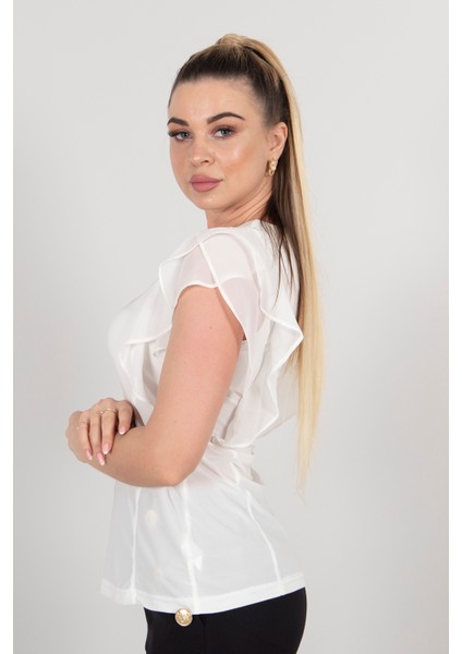 Beyaz Kolları Fırfırlı Bluz 4202603.15 modelleri