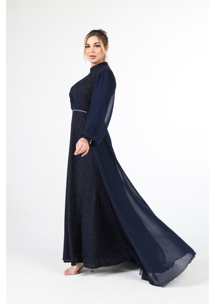 Lacivert Simli Kumaşlı Abiye Elbise 6502428.02 fırsatları
