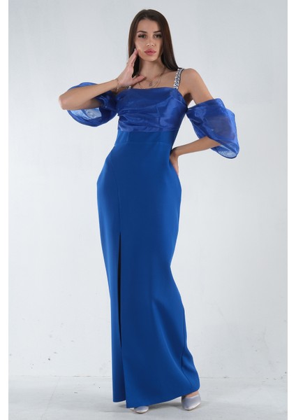 Saks Kolları Şifon Yırtmaçlı Abiye 9705139.26
