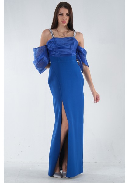 Saks Kolları Şifon Yırtmaçlı Abiye 9705139.26