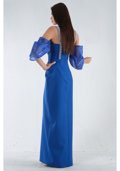 Saks Kolları Şifon Yırtmaçlı Abiye 9705139.26
