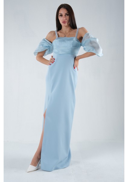 Bebe Mavi Kolları Şifon Yırtmaçlı Abiye 9705139.449