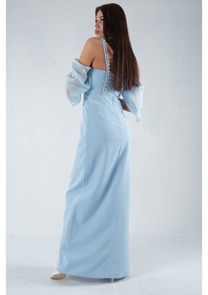 Bebe Mavi Kolları Şifon Yırtmaçlı Abiye 9705139.449