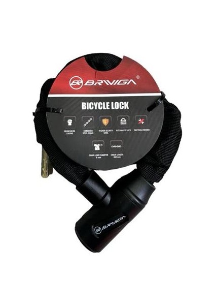 Brıvıga Zincir Kilit Anahtarlı 2S31 Siyah 6X650 mm