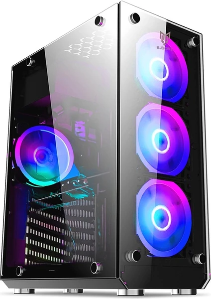 Hunter 4* Rgb Fanlı Atx-Mini Atx Itx Uyumlu Mid Tower Gaming Oyuncu Bilgisayar Kasası Psu'suz