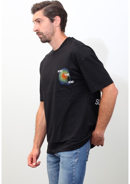 Into The Void Parmak Izi Baskılı Oversize T-Shirt