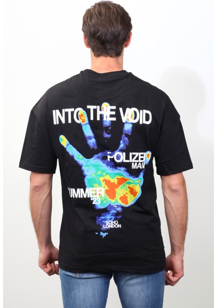 Into The Void Parmak Izi Baskılı Oversize T-Shirt