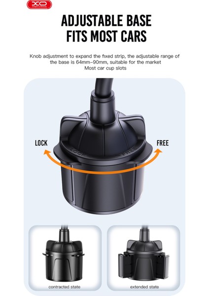 XO-C105 Akrobat Araç Içi Telefon Tutucu Çok Fonksiyonlu Bardaklık Sabitleyici Ayarlanabilir Tasarım fırsatları