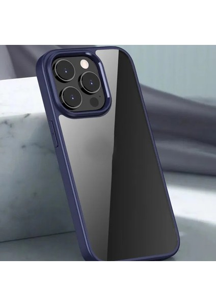 iPhone 15 Plus ile Uyumlu Kılıf Kenar Renkli Arkası Şeffaf Kamera Koruma Impact Protectıon Kılıf