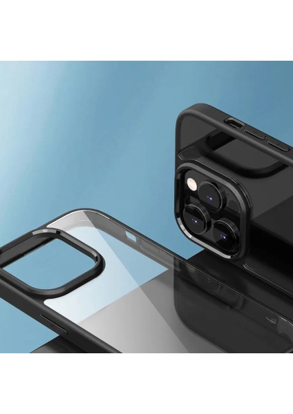 iPhone 15 Plus ile Uyumlu Kılıf Kenar Renkli Arkası Şeffaf Kamera Koruma Impact Protectıon Kılıf