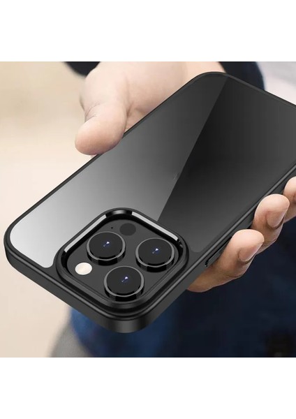 iPhone 15 Plus ile Uyumlu Kılıf Kenar Renkli Arkası Şeffaf Kamera Koruma Impact Protectıon Kılıf