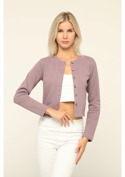 Açık Mavi Yumuşak Dokulu Düğme Detaylı Bluz Hırka fırsatları