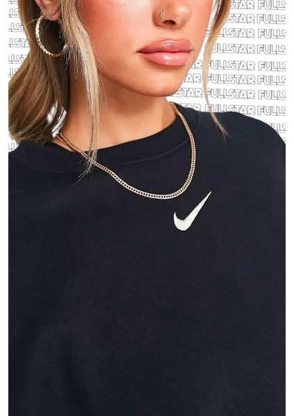Sportswear Essential Collection Fleece Oversized Crew Kadın Sweatshirt Siyah fırsatları
