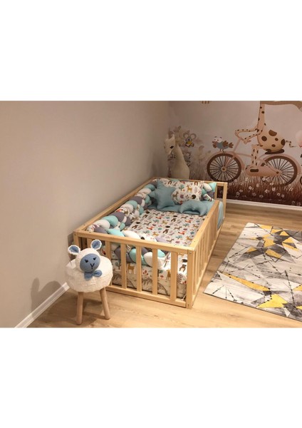Montessori Bebek ve Çocuk Karyolası Doğal Ahşap Yatak