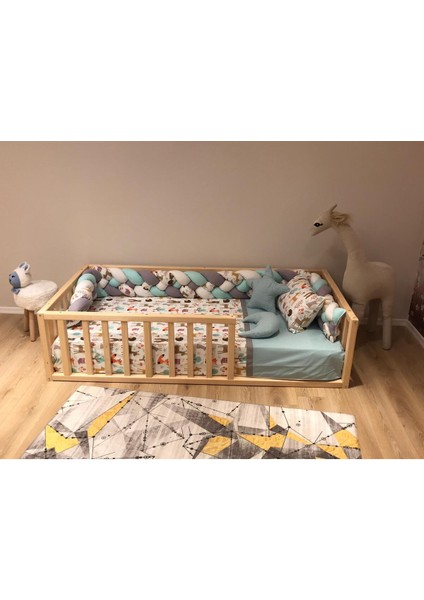 Montessori Bebek ve Çocuk Karyolası Doğal Ahşap Yatak
