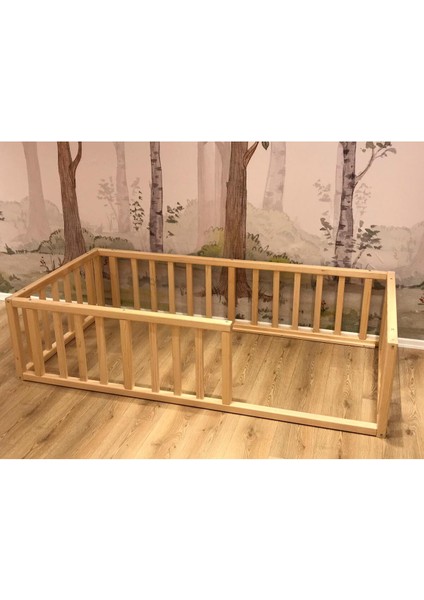 Montessori Bebek ve Çocuk Karyolası Doğal Ahşap Yatak