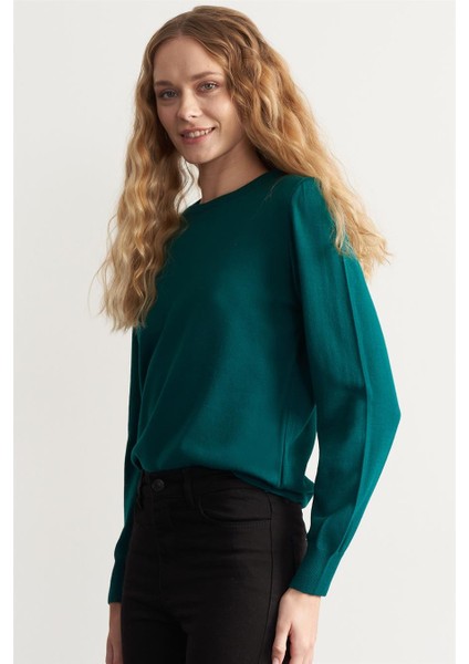 Kadın B Yaka Yeşil Kazak fiyatları