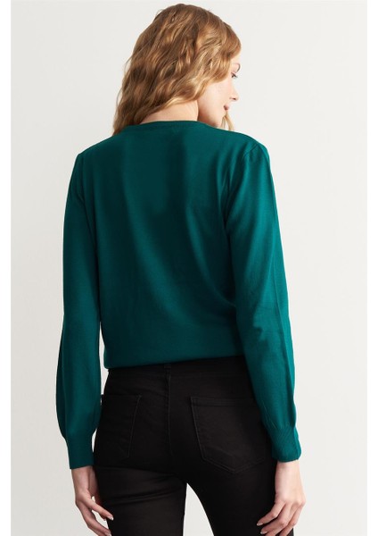 Kadın B Yaka Yeşil Kazak fırsatları