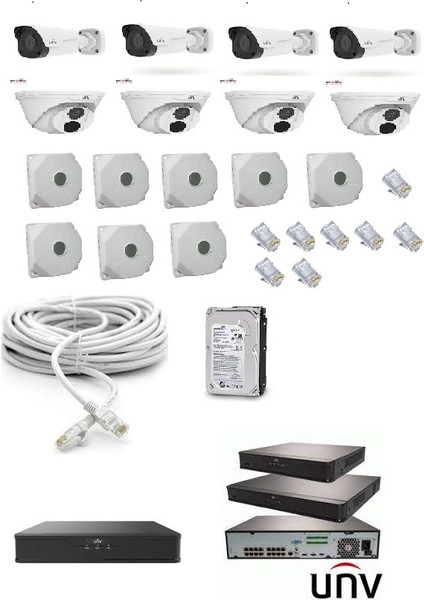 2mp 8 adet ıp kamera seti sesli 1 aylık kayıt kapasitesi