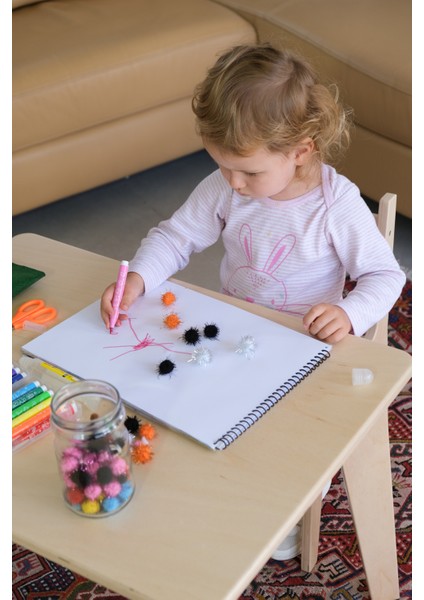 Montessori Ahşap Çocuk Masa ve Sandalye Takımı (Masa + 1 Sandalye)