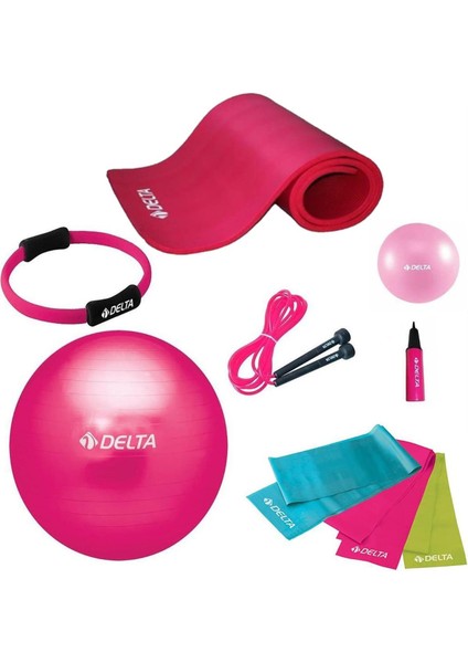 65 cm Top 10 mm Minder Fuşya Pilates Seti - UNC