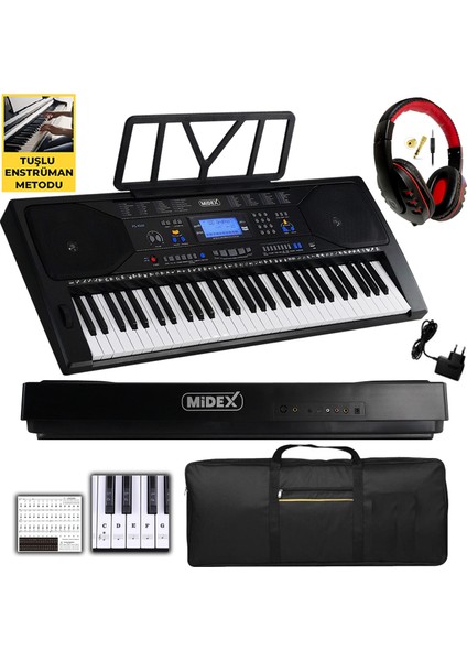 PS-4500K Tuş Hassasiyetli 61 Tuşlu Org Dijital LCD Ekran USB MP3 (Kulaklık Çanta Notalık Metod)