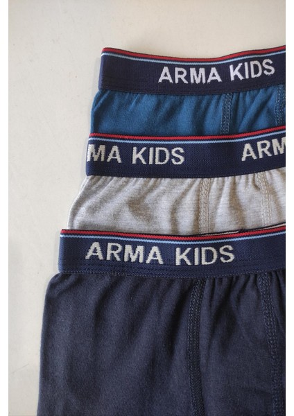 Renkli Erkek Çocuk Düz Boxer 3'lü Paket Pamuklu Likralı modelleri