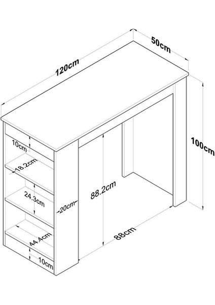 Amsterdam Bar Masası 3 Raflı Yüksek Mutfak Yemek Masası