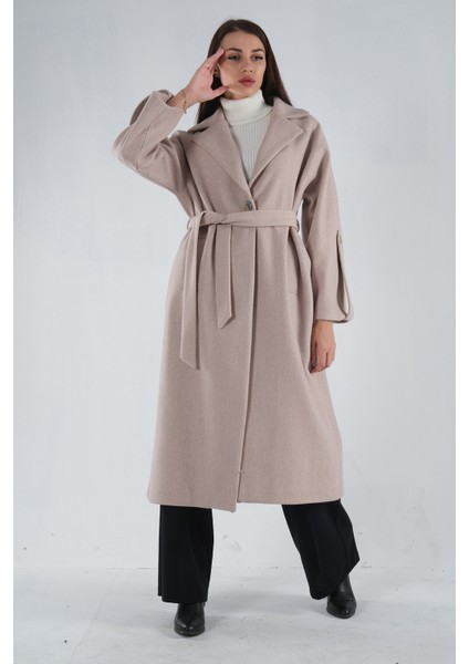 Taş Önden Düğmeli Oversize Örme Kaşe Kaban 0108081.50 modelleri