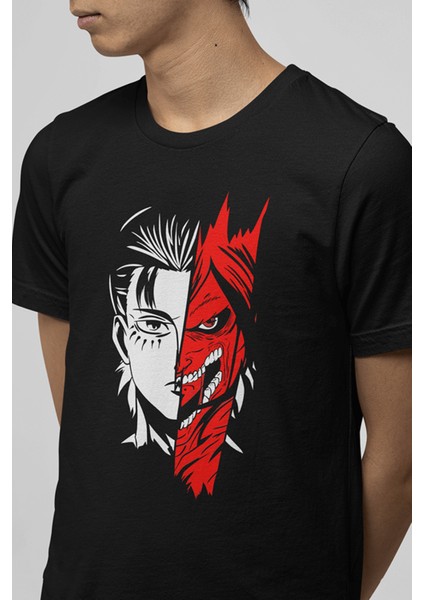 Attack On Titan Levi Red Siyah Tişört