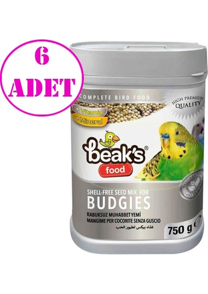 Beaks Kabuksuz Muhabbet Kuş Yemi 750 gr 6 AD