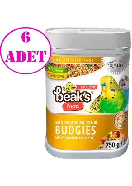 Beaks Meyveli Muhabbet Kuş Yemi 750 Gr 6 AD