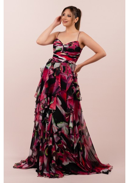 Empirme Göbek Dekolteli Yırtmaçlı Uzun Elbise (CRM-58229) fiyatları