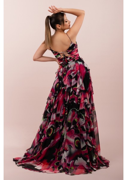 Empirme Göbek Dekolteli Yırtmaçlı Uzun Elbise (CRM-58229) modelleri