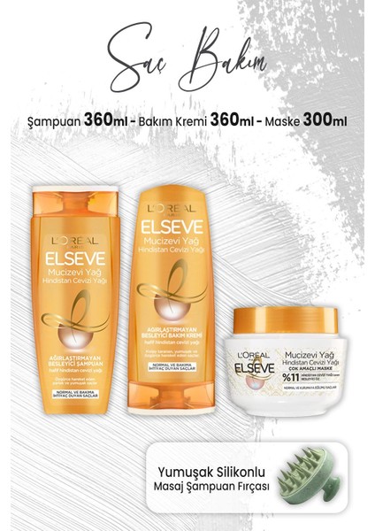 Mucizevi Hindistan Cevizi Şampuan 360 Ml, Krem 360 Ml, Maske 300 Ml Ve Masaj Şampuan Fırçası Yeşil