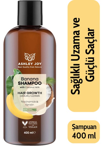 Yavaş Uzayan Saçlara Özel Niacinamide Ve Vegan Keratin Içeren Banana Şampuan 400 ml