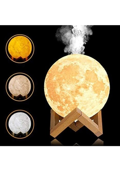 Ultrasonik 3d 3 Renkli Renkli Ay Işığı Gece Lambası Ve Hava Oda Nemlendirici Buhar Makinesi Cihazı modelleri
