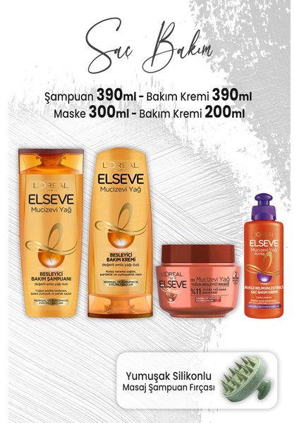 Mucizevi Yağ Amla Şampuan 390 Ml, Bakım Kremi 390 Ml, Maske 300 Ml, Krem 200 Ml Ve Masaj Şampuan Fırçası Yeşil