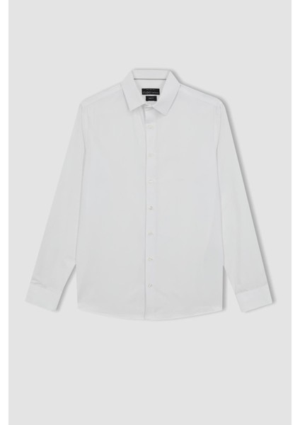 Slim Fit Poplin Uzun Kollu Pamuklu Gömlek R4340AZ23SP