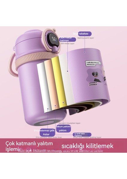 316 Paslanmaz Çelik Akıllı Çocuk Termos Su Şişesi (Yurt Dışından)