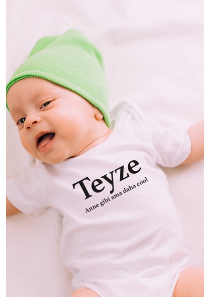 Teyze Baskılı Bebek Alttan Çıtçıtlı Yazılı Body Zıbın - Beyaz