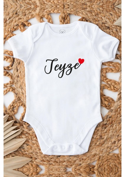Teyze Baskılı Bebek Alttan Çıtçıtlı Yazılı Body Zıbın - Beyaz